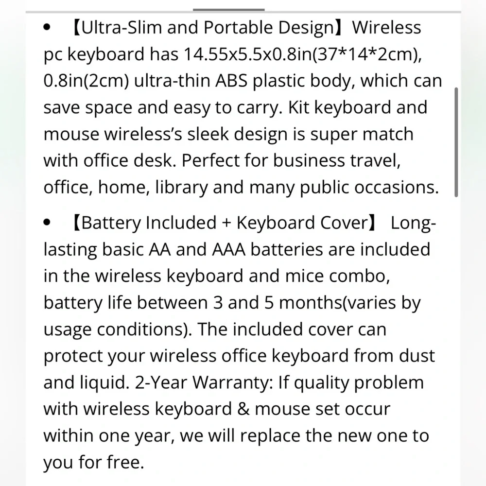 Pink Ultra-Slim Wireless Keyboard and Mouse Set with Cover (batteries included).